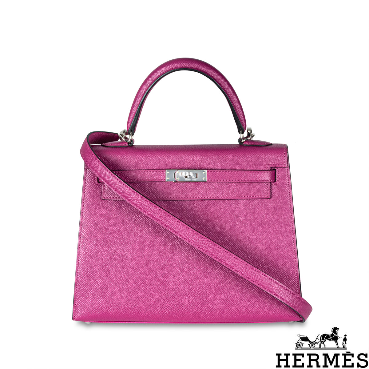 Herms Kelly Sellier 25cm Rose Pourpre Epsom PHW